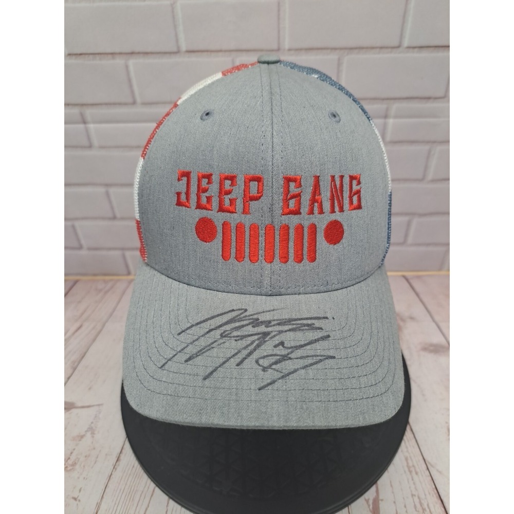 Jeep Gang American Flag Graphics Spell Out Signed Ball Cap Hat